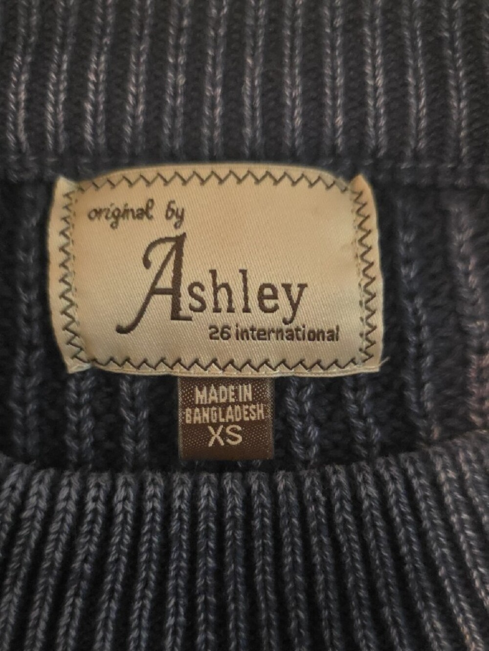 Ashley By 26 International Navy Ribbed Crewneck Sweater - Picture 2 of 4